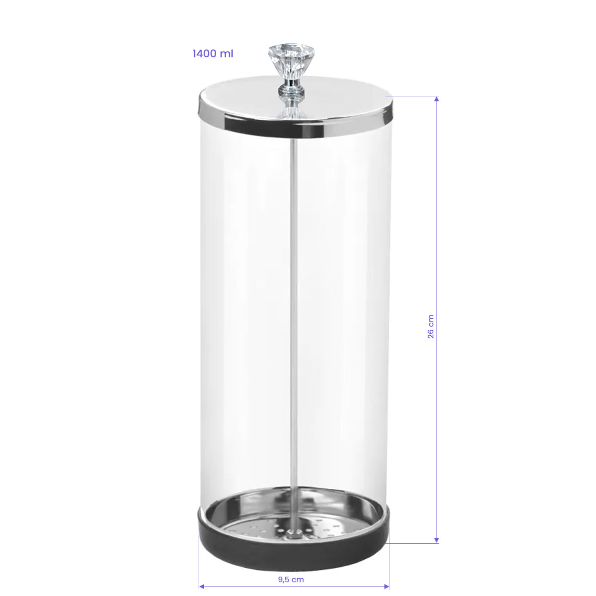 Glass container for disinfecting tools, 1400ml
