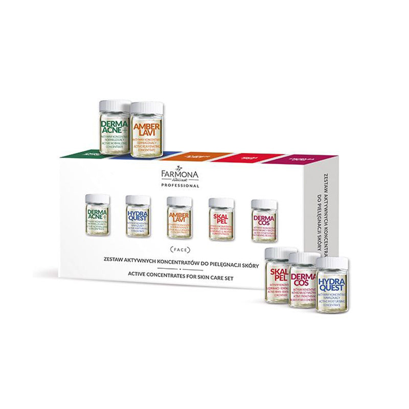 Farmona set of active skin care concentrates (derma acne + * 2, hydra quest * 2, amber lavi * 2, scalpel * 2, dermacos * 2) 10x5ml