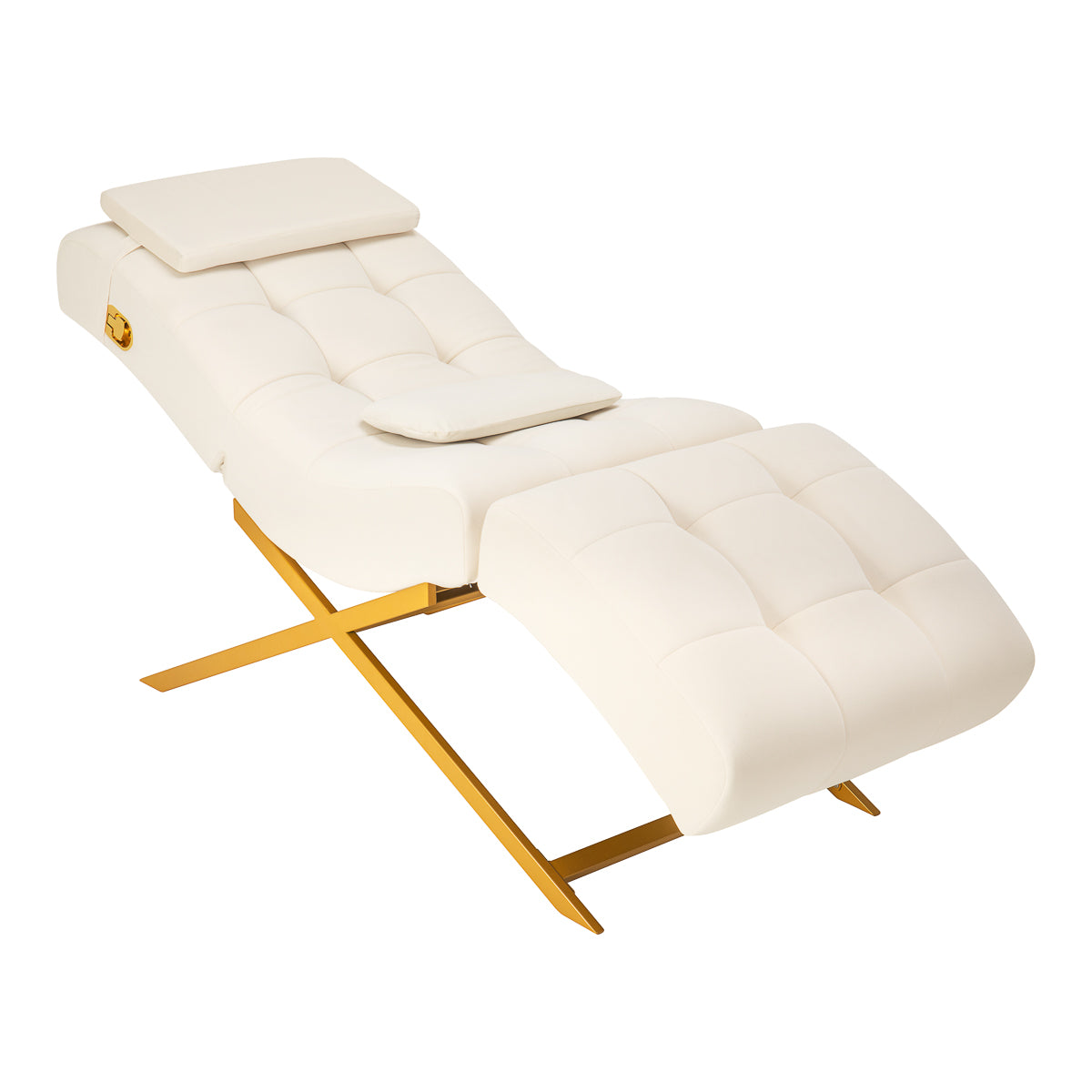 Sillon Umbra white eyelash treatment chair with gold base