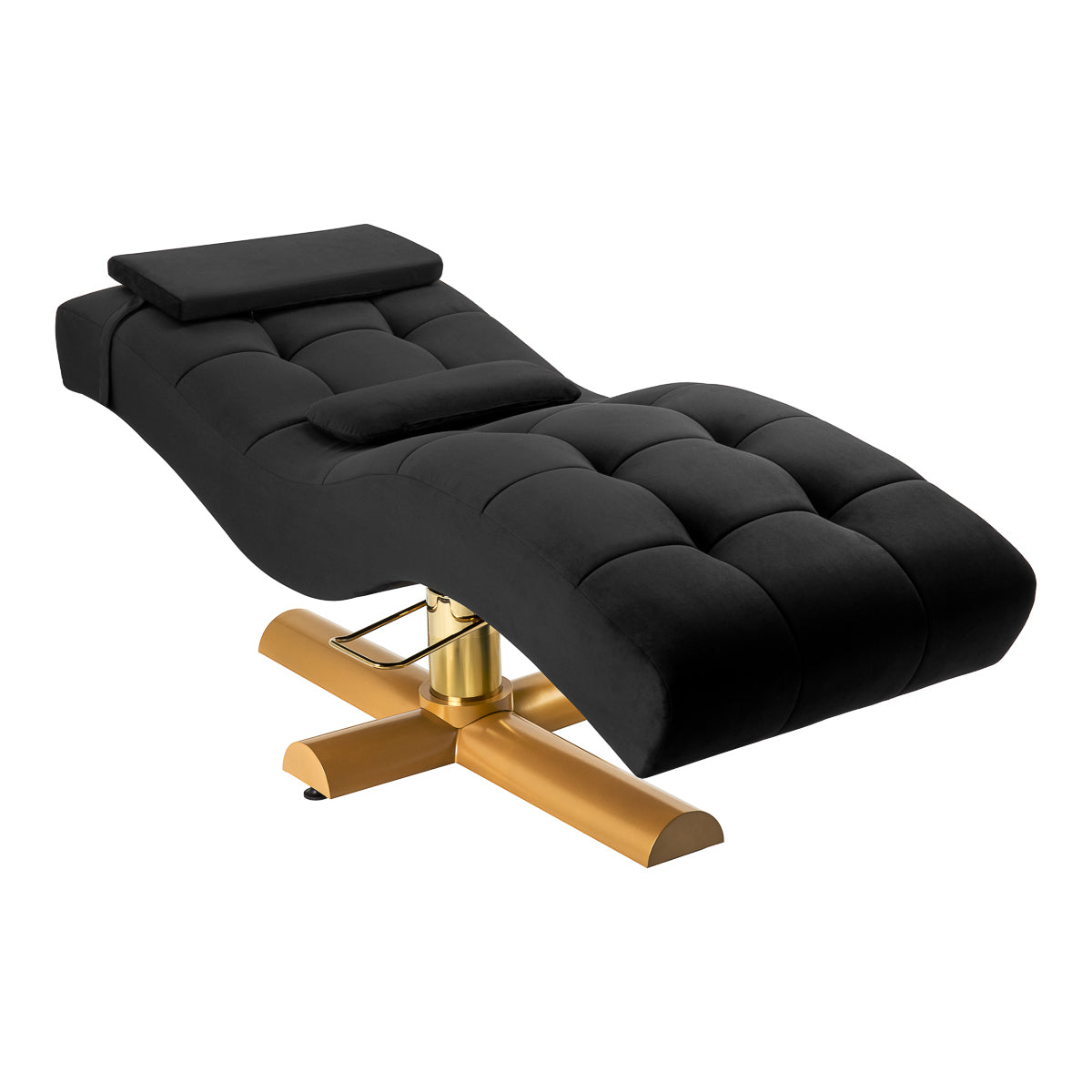 Sillon Corona eyelash treatment chair, black with gold base